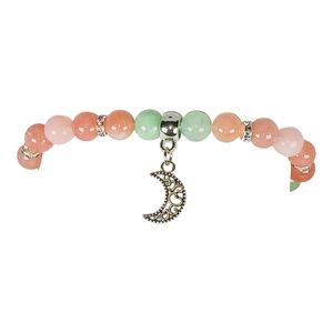 Sunstone Chrysoprase Morganite Bracele Crescent Moon Charm Mod 1960s Y2K